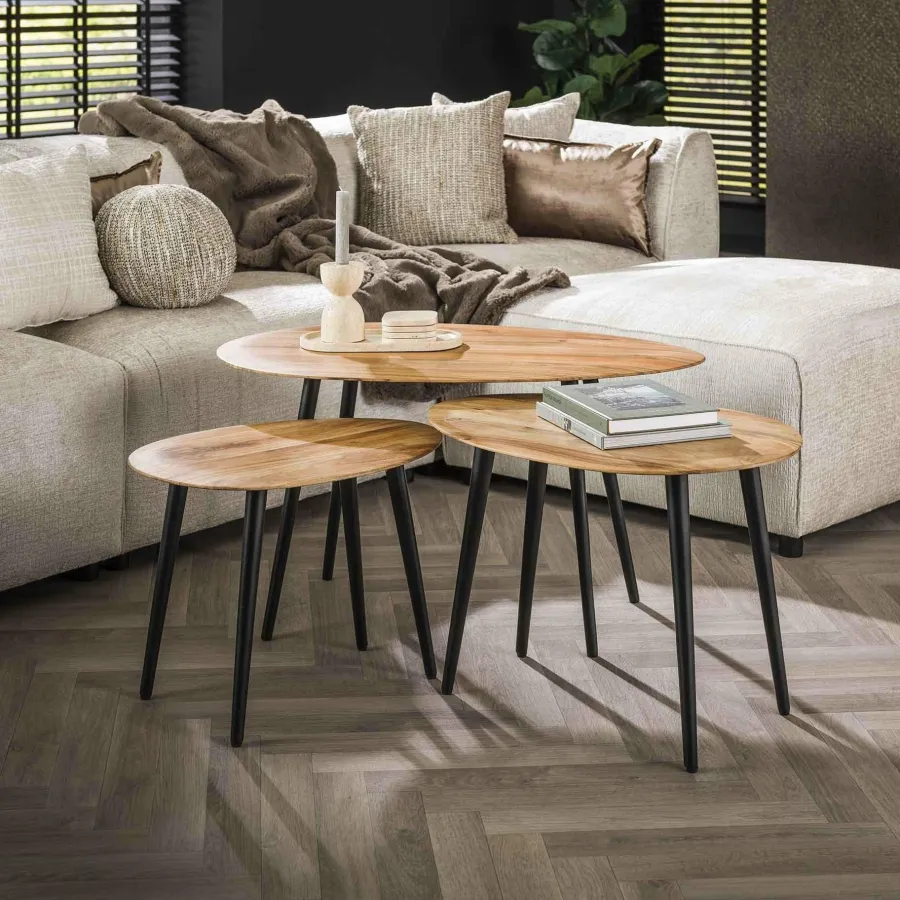 WoonStijl Salontafel set van 3 Acacia organisch Online