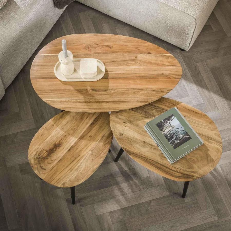 WoonStijl Salontafel set van 3 Acacia organisch Online