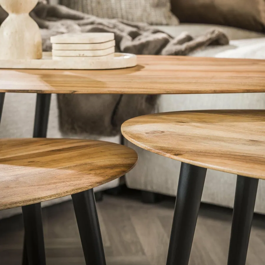WoonStijl Salontafel set van 3 Acacia organisch Online