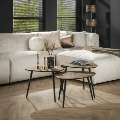 WoonStijl Salontafel set van 3 driehoekig metallic antiek brass Outlet