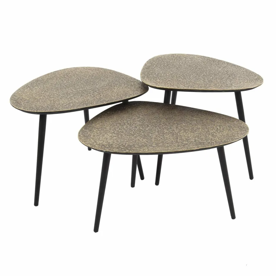 WoonStijl Salontafel set van 3 driehoekig metallic antiek brass Outlet