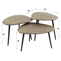 WoonStijl Salontafel set van 3 driehoekig metallic antiek brass Outlet