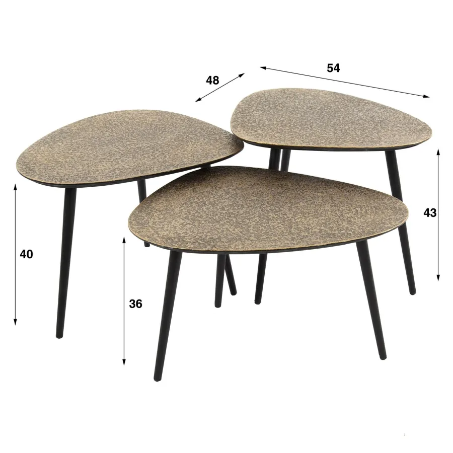 WoonStijl Salontafel set van 3 driehoekig metallic antiek brass Outlet