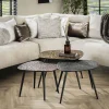 WoonStijl Salontafel set van 3 vierhoekig patina metal Discount