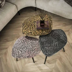 WoonStijl Salontafel set van 3 vierhoekig patina metal Discount