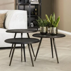 WoonStijl Salontafel set van 3 rond metallic Discount