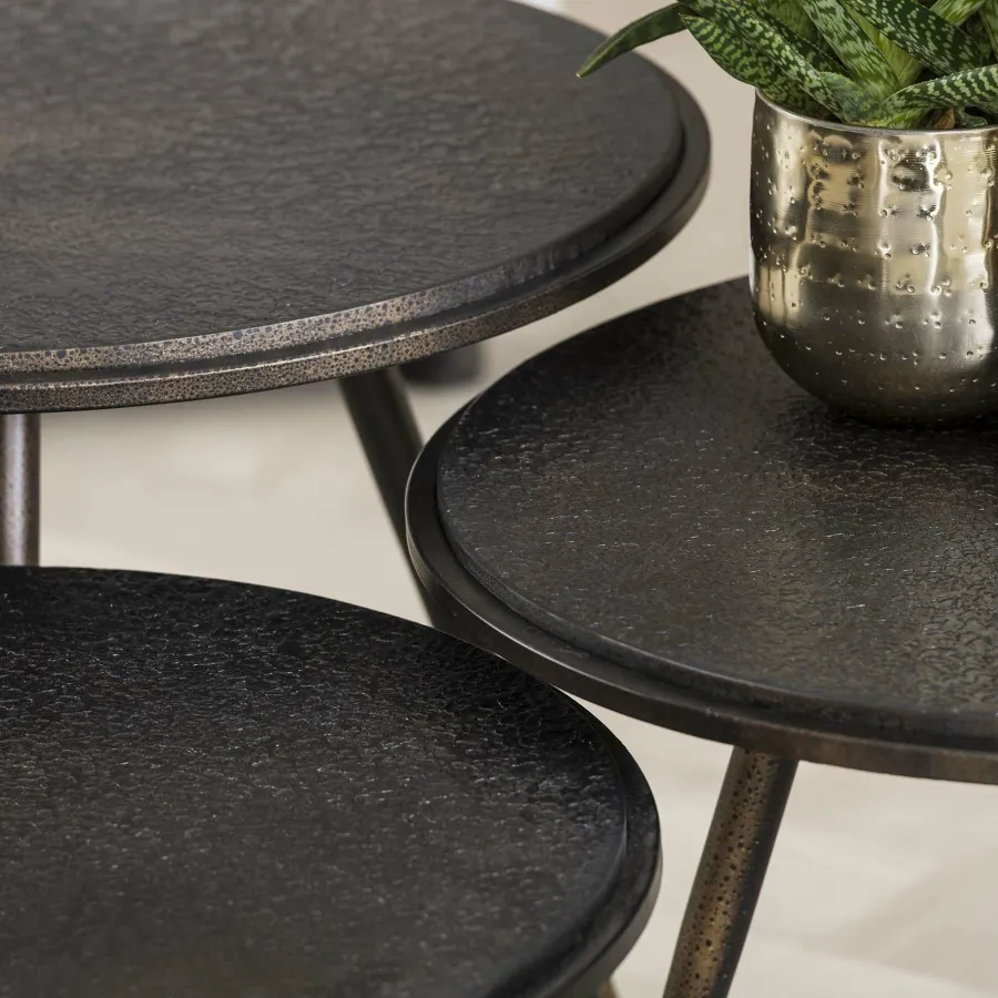 WoonStijl Salontafel set van 3 rond metallic Discount