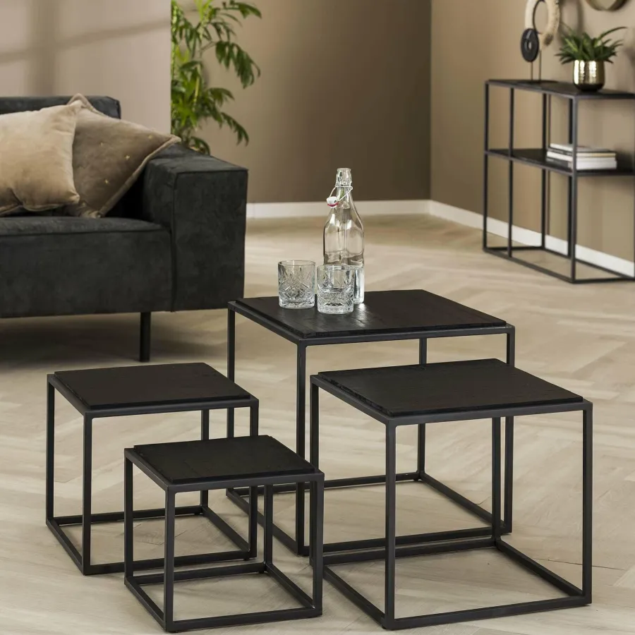 WoonStijl Salontafel set van 4 Teca black