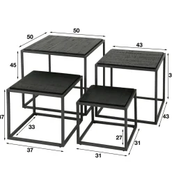 WoonStijl Salontafel set van 4 Teca black