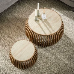 WoonStijl Salontafel set van 2 curve Nuovo travertin New