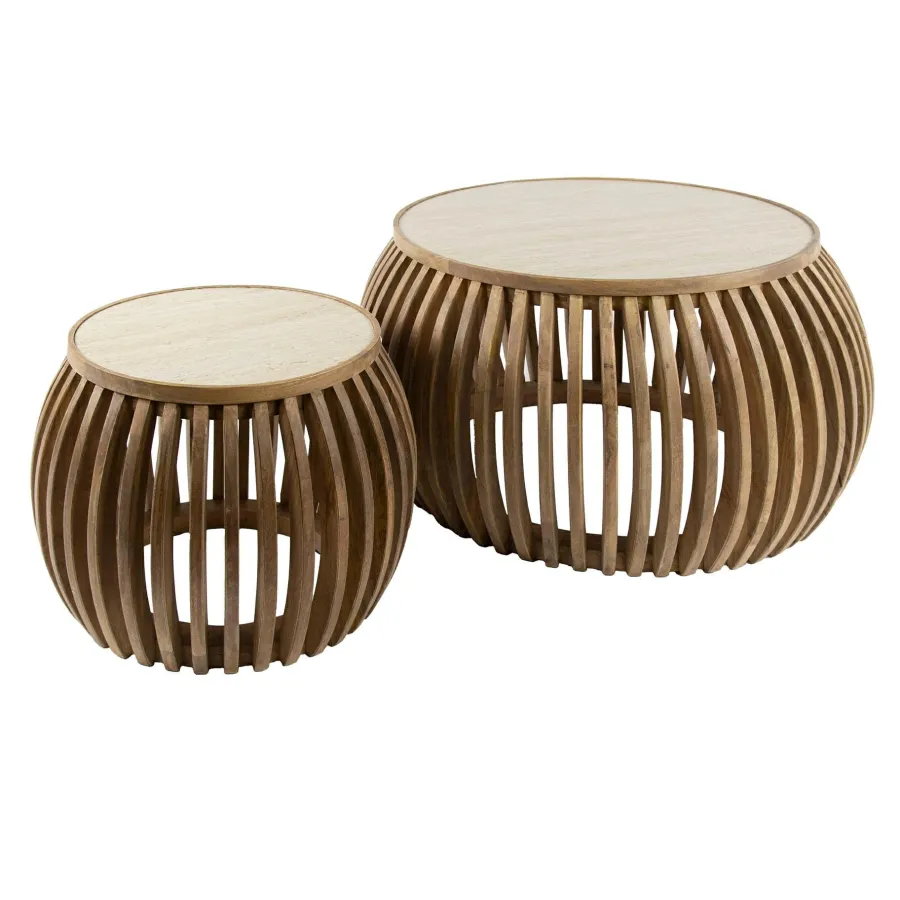 WoonStijl Salontafel set van 2 curve Nuovo travertin New