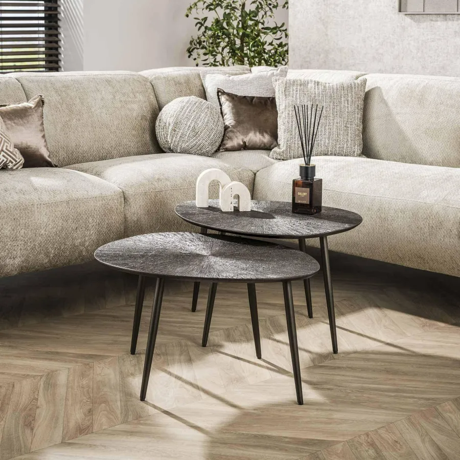 WoonStijl Salontafel set van 2 organisch Brown Ray Metal Discount