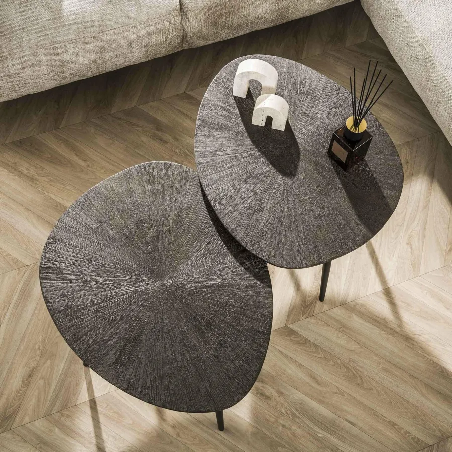 WoonStijl Salontafel set van 2 organisch Brown Ray Metal Discount