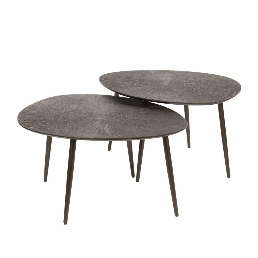WoonStijl Salontafel set van 2 organisch Brown Ray Metal Discount