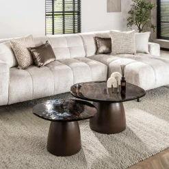 WoonStijl Salontafel set van 2 Eclipse brons antiek finish New