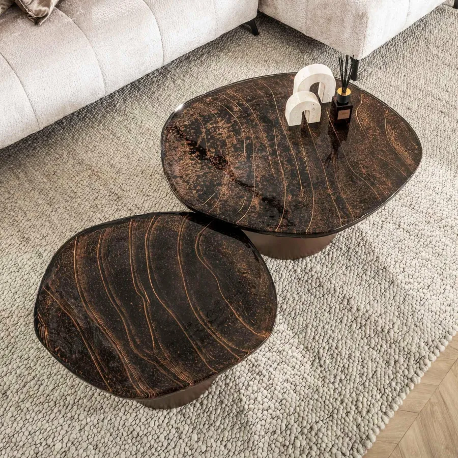 WoonStijl Salontafel set van 2 Eclipse brons antiek finish New