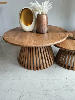 WoonStijl Salontafel set van 2 tweak conisch massief mango