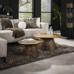 WoonStijl Salontafel set van 2 tweak conisch massief mango