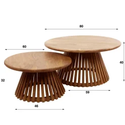 WoonStijl Salontafel set van 2 tweak conisch massief mango