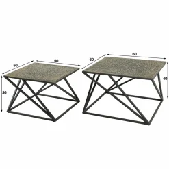 WoonStijl Salontafel set van 2 X cross metallic Outlet
