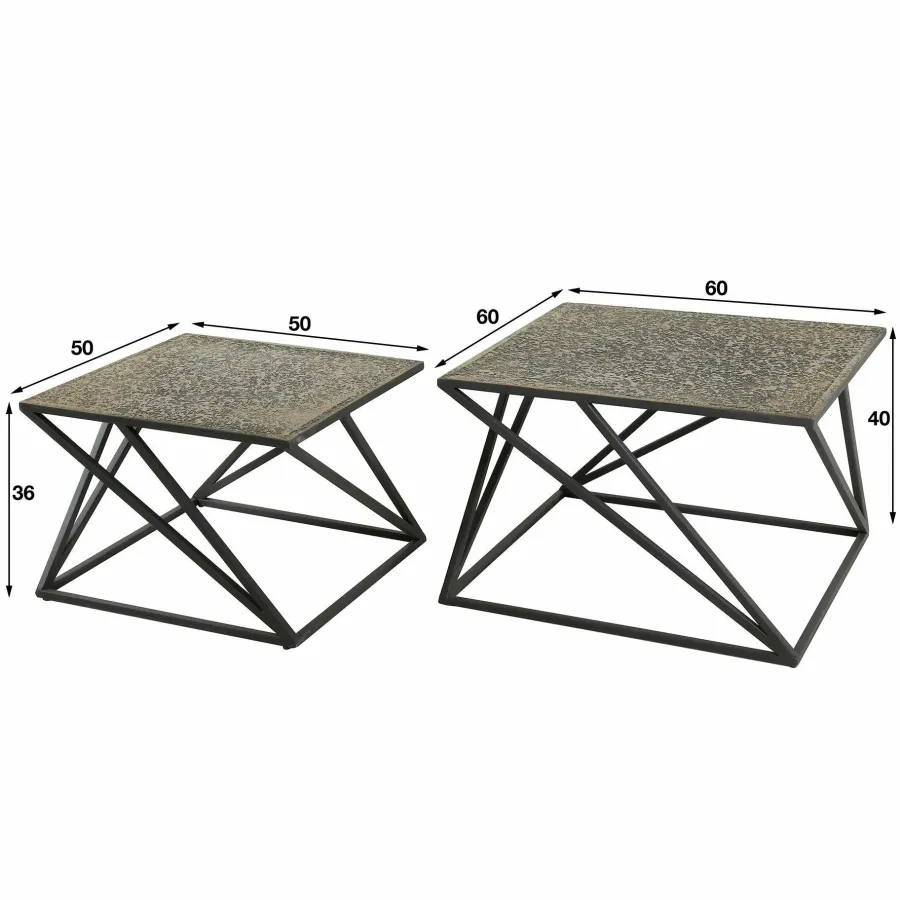 WoonStijl Salontafel set van 2 X cross metallic Outlet