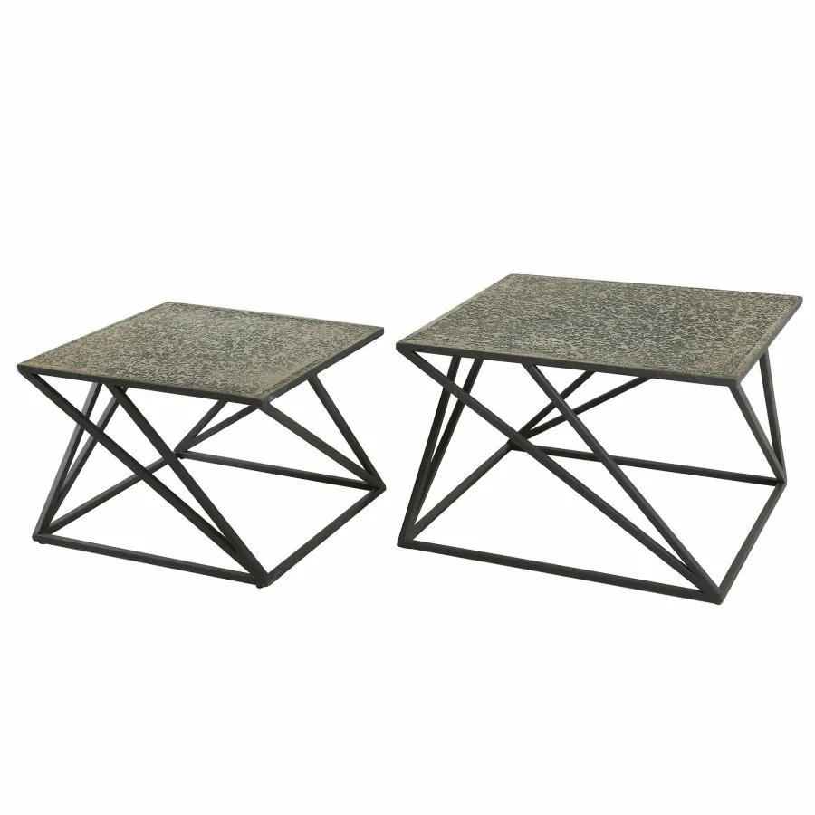 WoonStijl Salontafel set van 2 X cross metallic Outlet