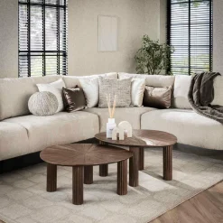 WoonStijl Salontafel set van 2 driehoekig Maya teak Best