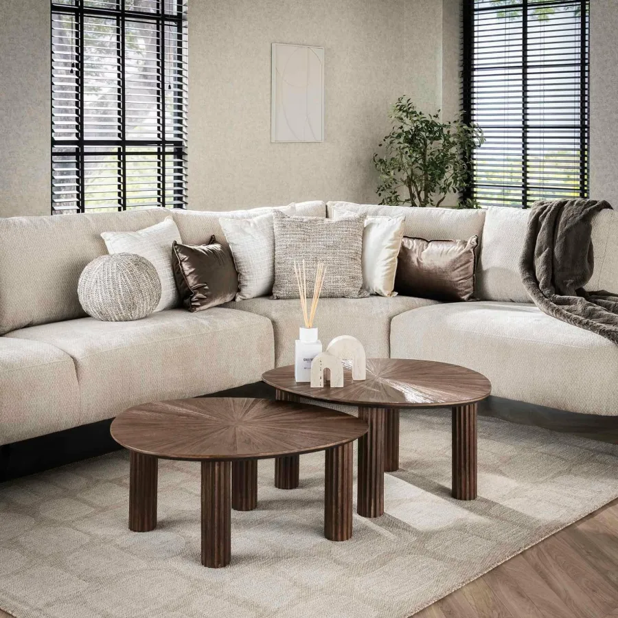 WoonStijl Salontafel set van 2 driehoekig Maya teak Best