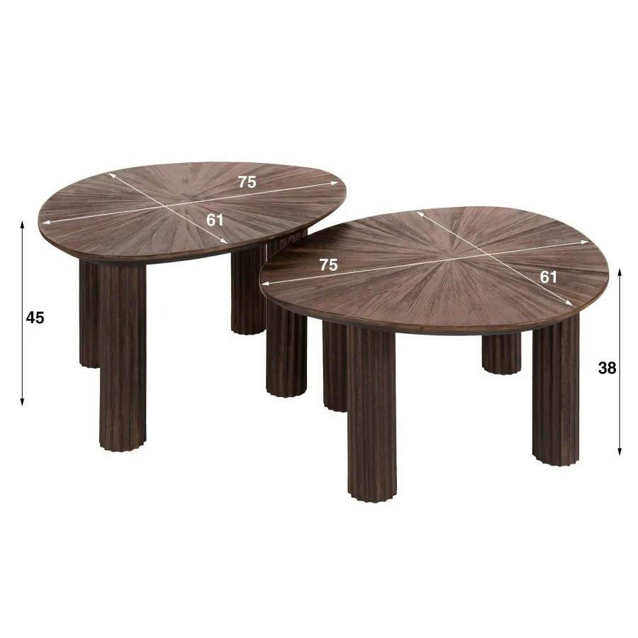 WoonStijl Salontafel set van 2 driehoekig Maya teak Best