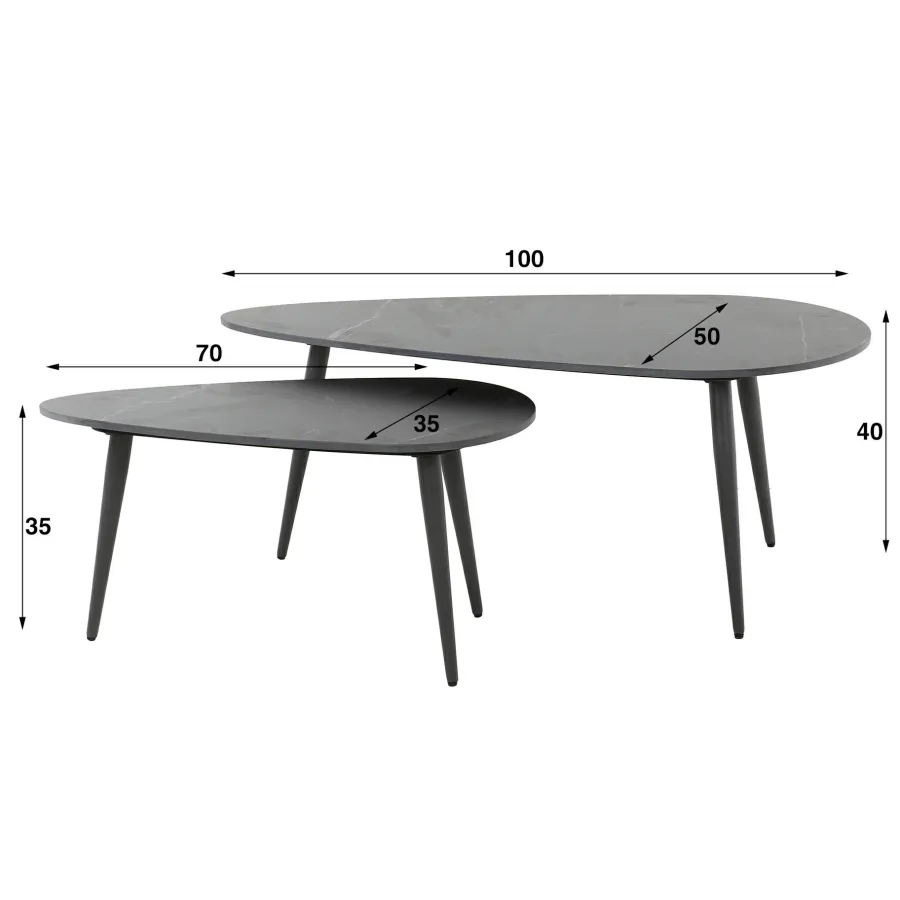 WoonStijl Salontafel set van 2 niervormig ceramic Sale