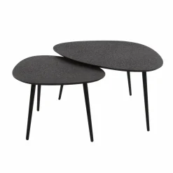 WoonStijl Salontafel set van 2 driehoekig metallic zwart Discount