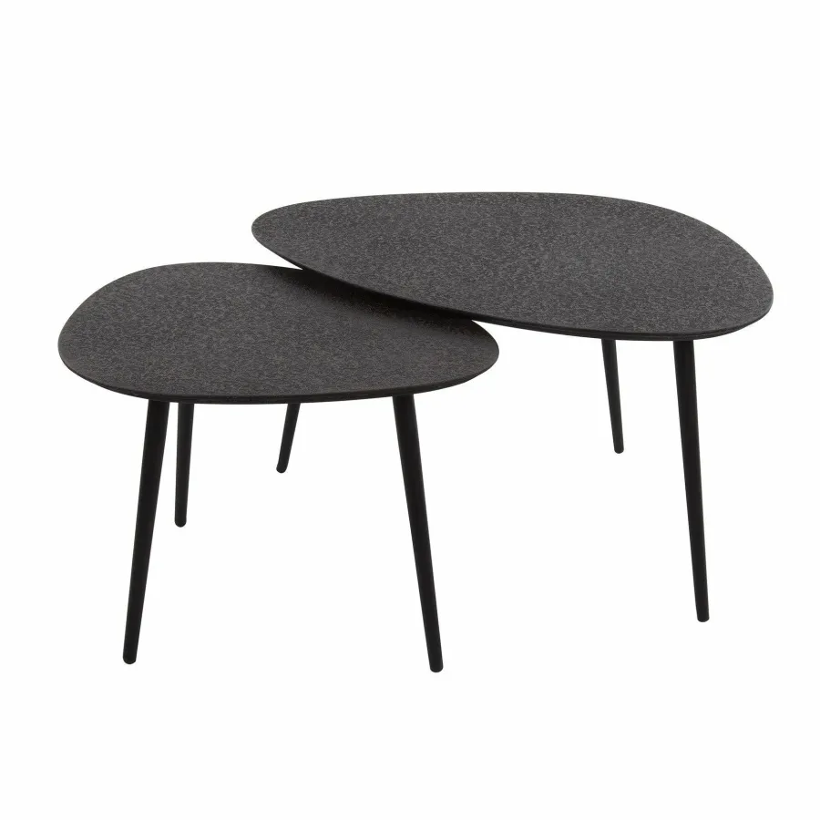 WoonStijl Salontafel set van 2 driehoekig metallic zwart Discount