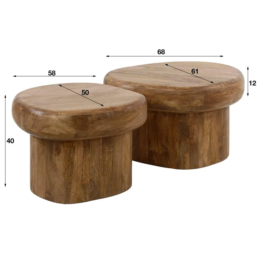 WoonStijl Salontafel Sleek mango set van 2 Discount