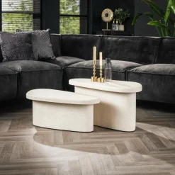 WoonStijl Salontafel XL stone organisch set van 2 Outlet