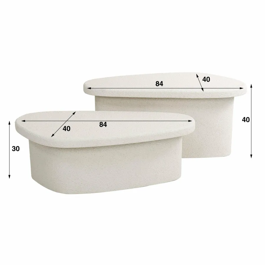 WoonStijl Salontafel XL stone organisch set van 2 Outlet