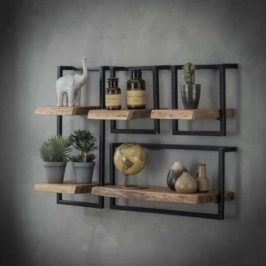 WoonStijl Set Wandplanken Live Edge Medium Clearance