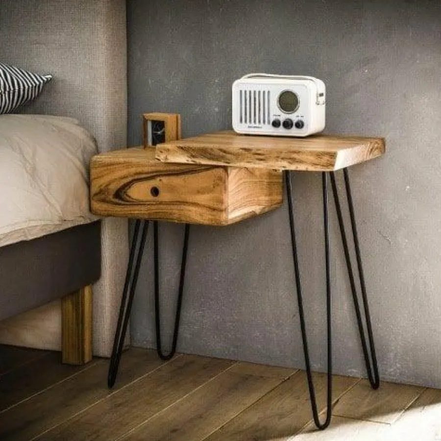 WoonStijl Sidetable / nachtkastje live edge links New