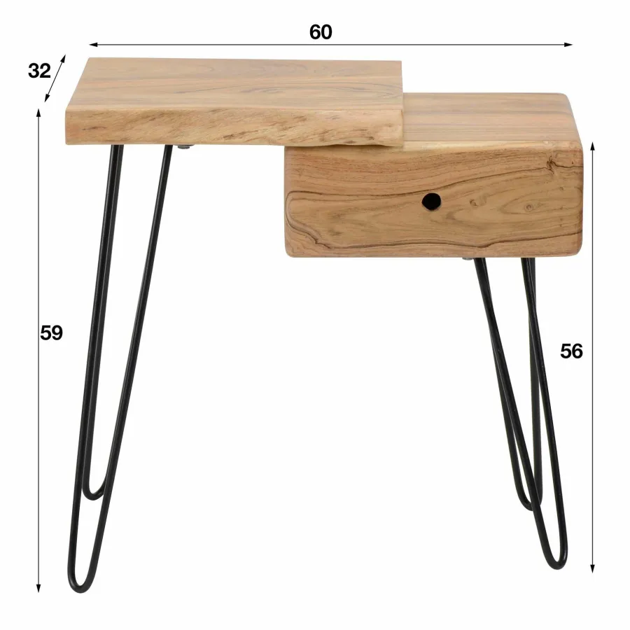 WoonStijl Sidetable / nachtkastje live edge links New