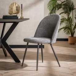 WoonStijl Stoel Boog boucle ronde rug grijs Clearance
