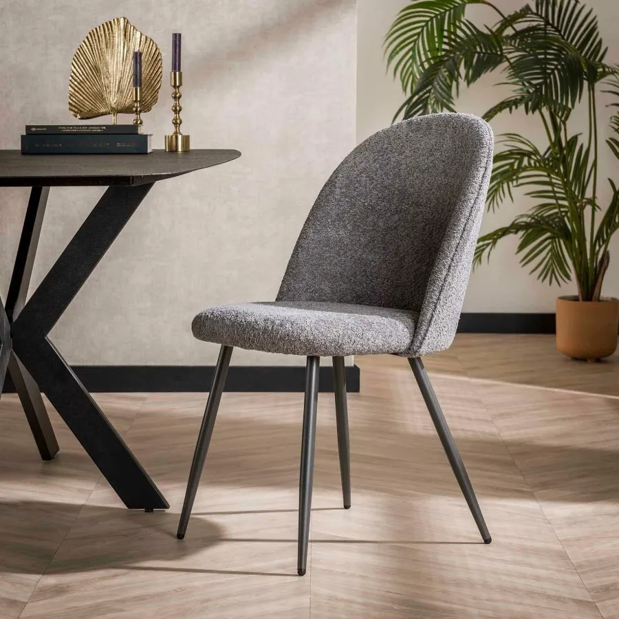 WoonStijl Stoel Boog boucle ronde rug grijs Clearance