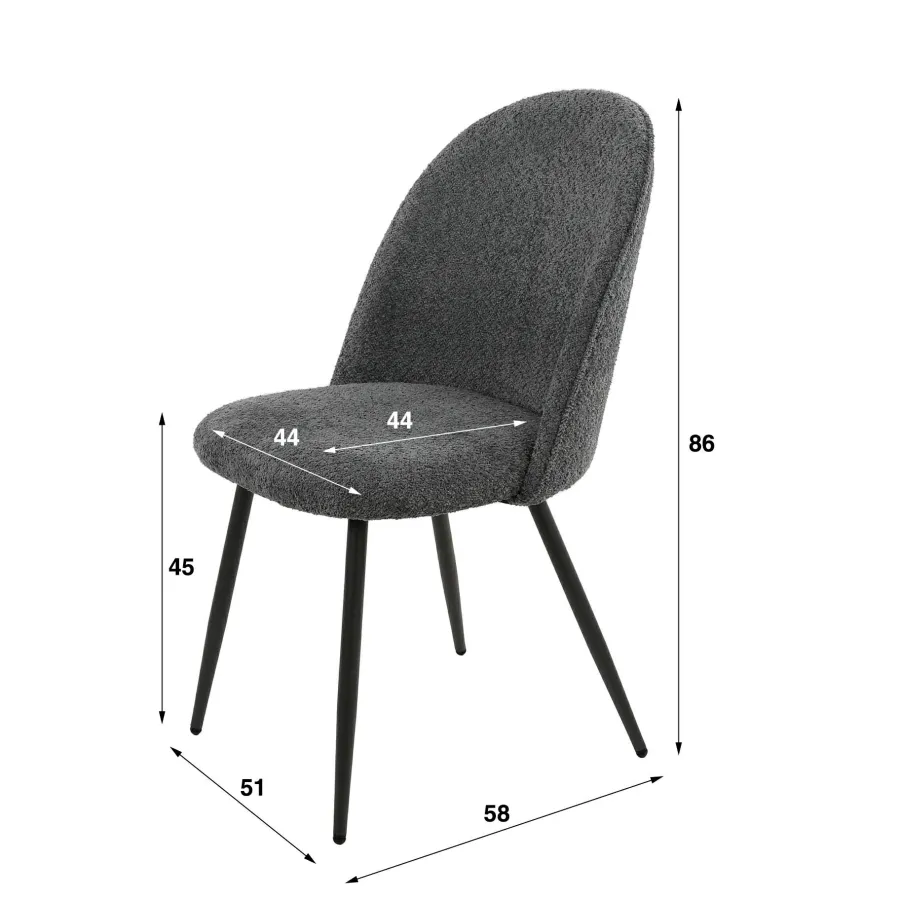 WoonStijl Stoel Boog boucle ronde rug grijs Clearance