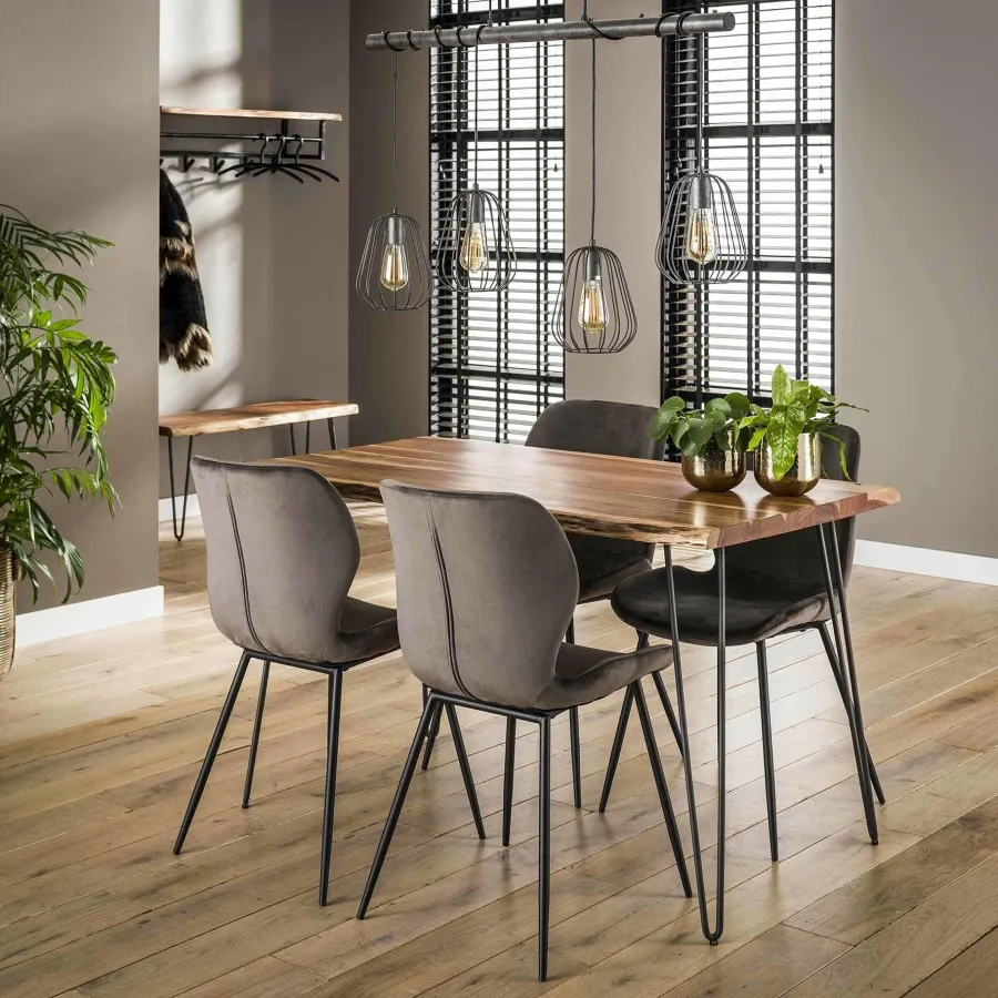 WoonStijl Stoel velvet ronde buis Antraciet velvet Online