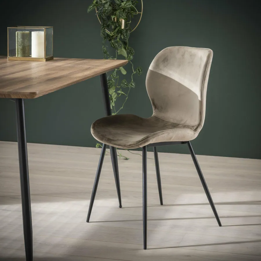 WoonStijl Stoel velvet ronde buis Champagne velvet Hot