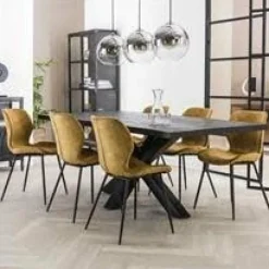 WoonStijl Stoel velvet ronde buis Goud velvet New