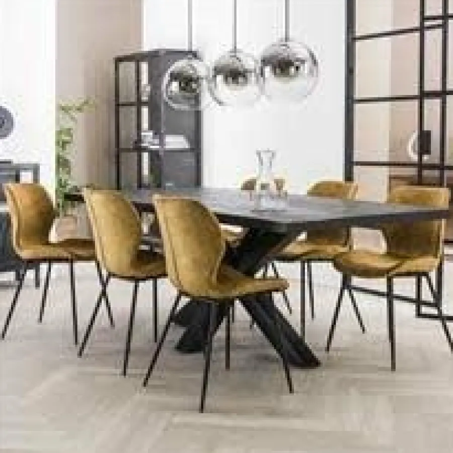 WoonStijl Stoel velvet ronde buis Goud velvet New