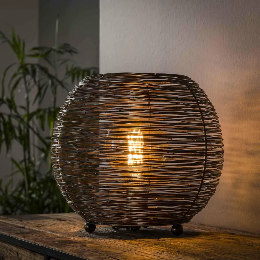 WoonStijl Tafellamp Ø35 web L Zwart Nikkel New