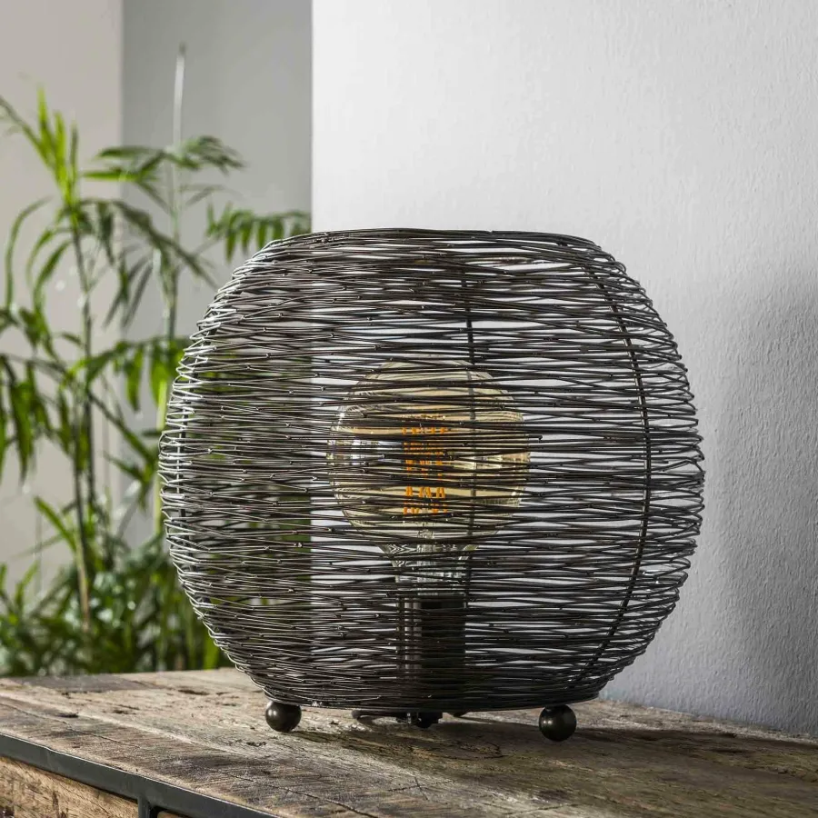 WoonStijl Tafellamp Ø35 web L Zwart Nikkel New