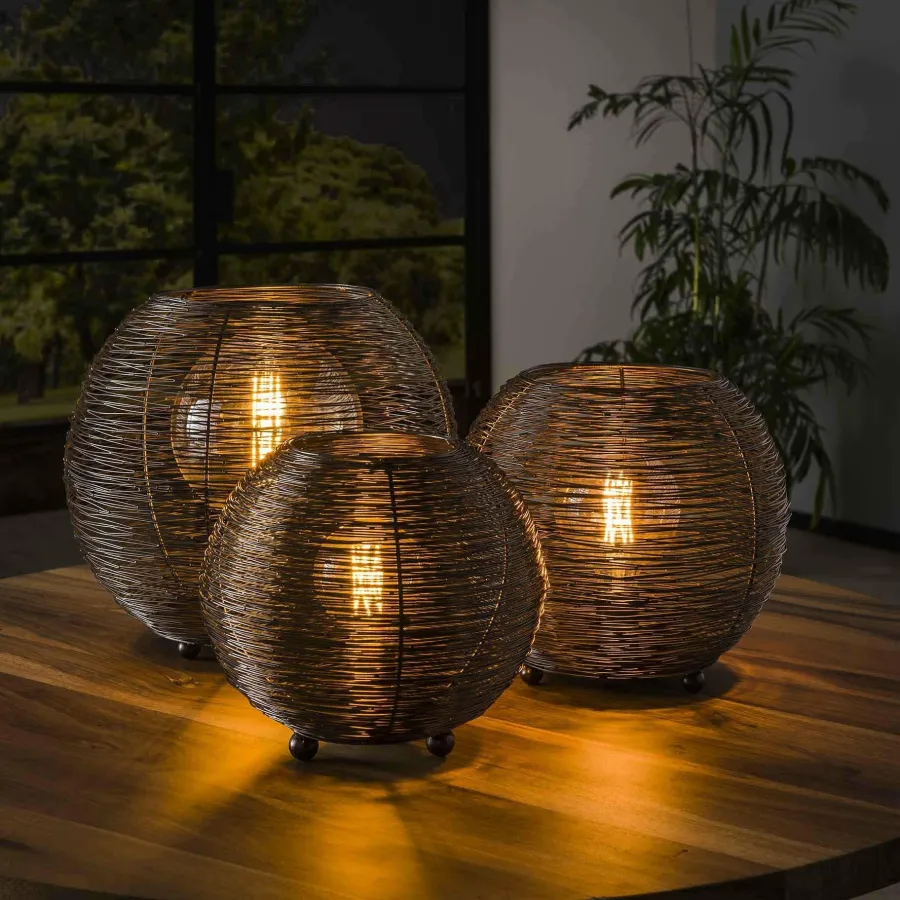 WoonStijl Tafellamp Ø35 web L Zwart Nikkel New