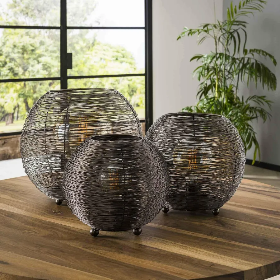 WoonStijl Tafellamp Ø35 web L Zwart Nikkel New