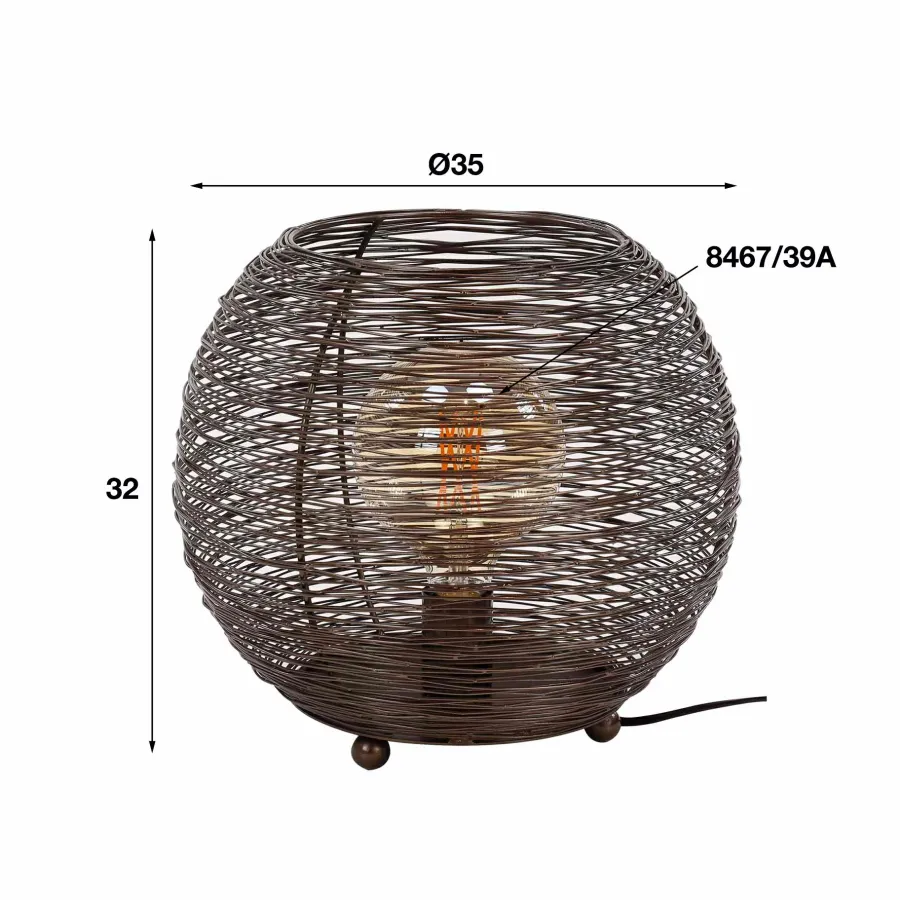 WoonStijl Tafellamp Ø35 web L Zwart Nikkel New